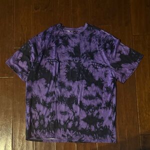 SHEIN Purple and Black Tie-Dye Short Sleeve Tee